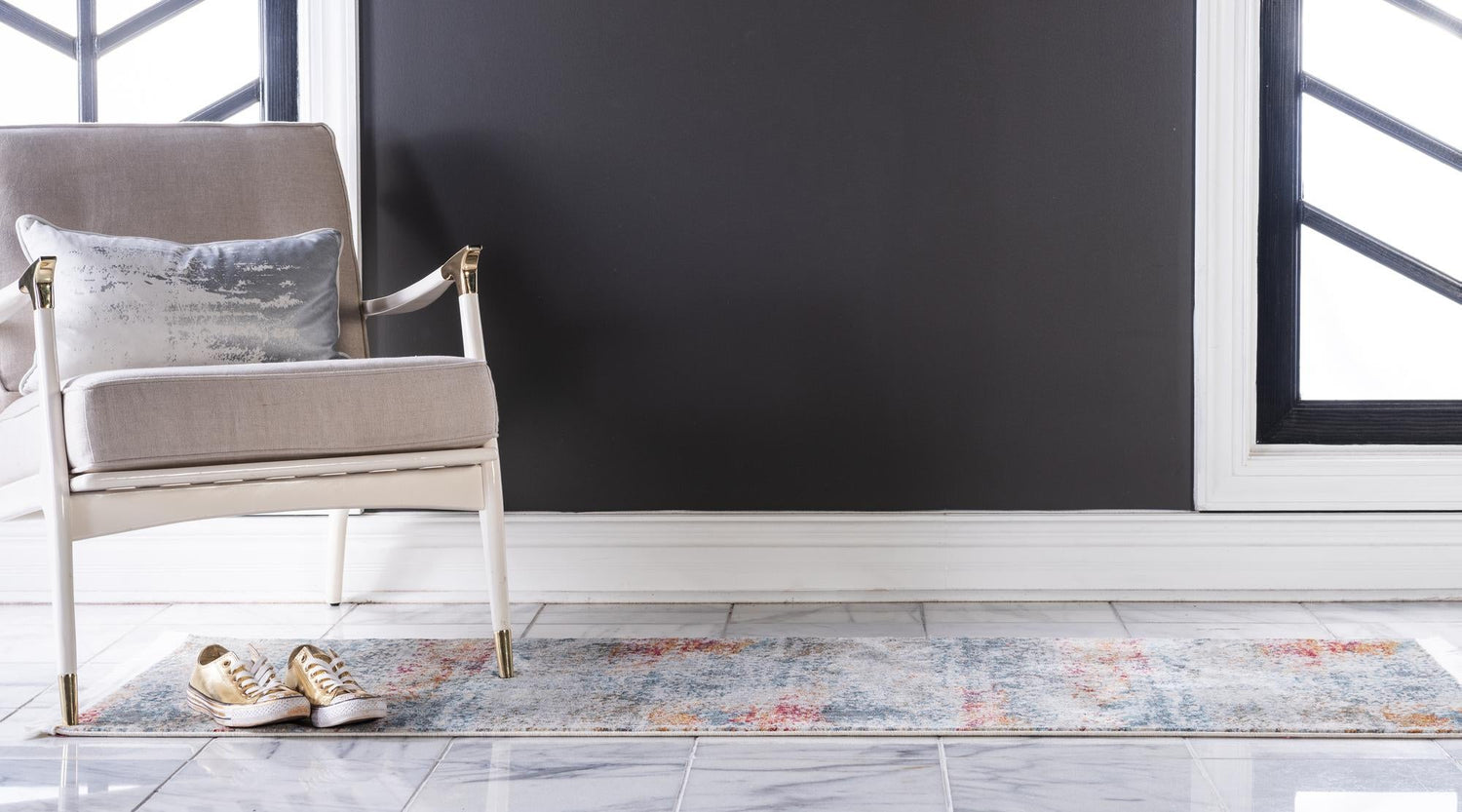 Cream 2' 7 x 16' 5 Baracoa Runner Area Rug 100% Polypropylene Distressed Vintage Living Dining Room Office Traditional Carpet for Sale at Rug Engine