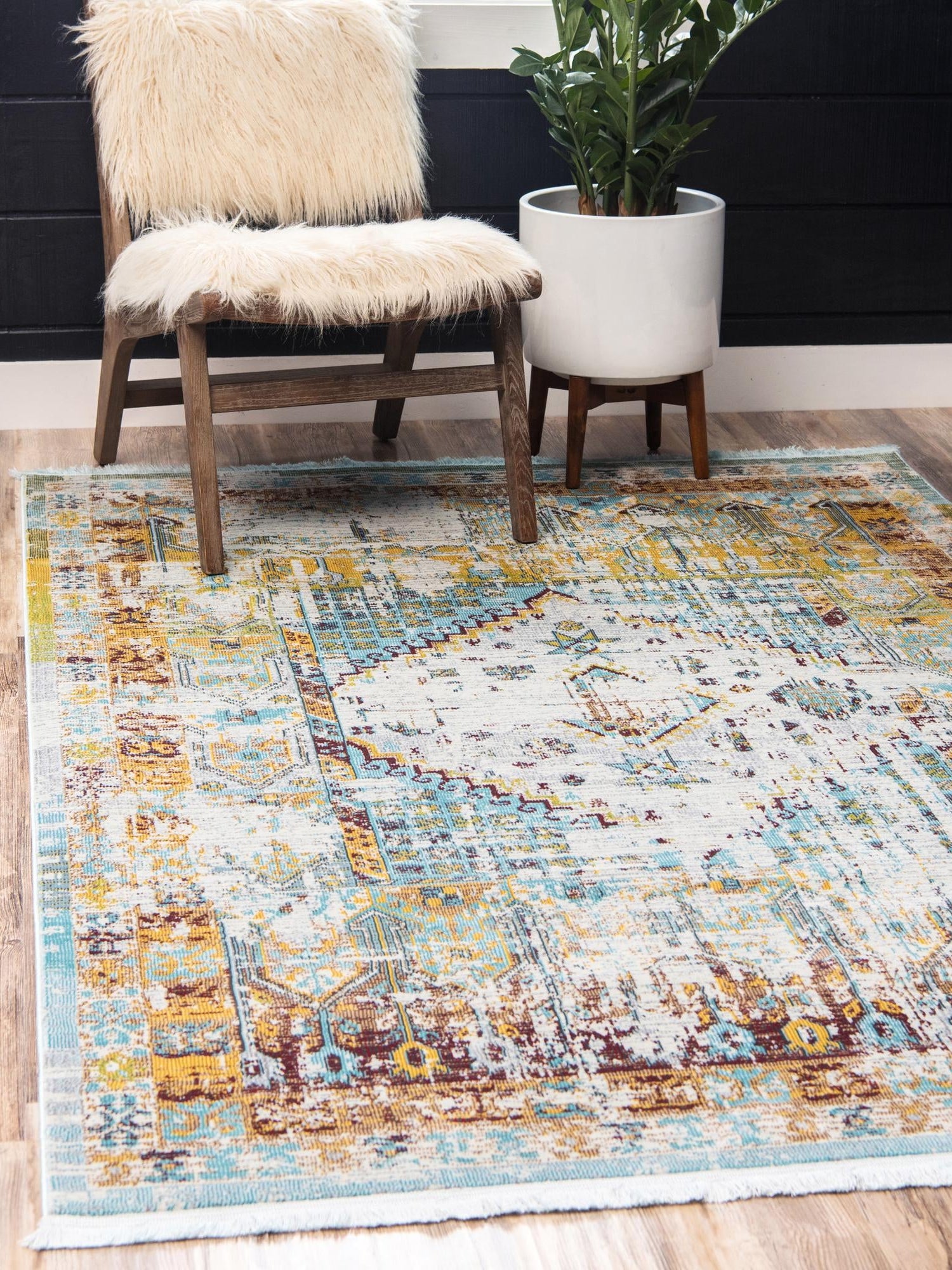 Light Blue 10' x 13' 1 Baracoa Rectangle Area Rug 100% Polypropylene Distressed Vintage Living Dining Room Office Traditional Carpet for Sale at Rug Engine