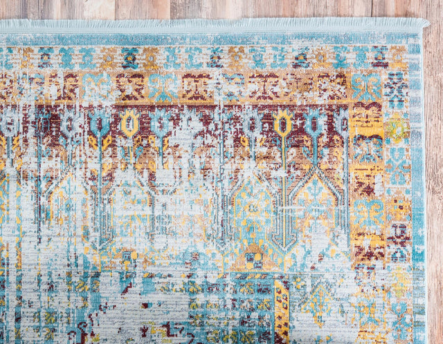 Light Blue 4' 3 x 6' 1 Baracoa Rectangle Area Rug 100% Polypropylene Distressed Vintage Living Dining Room Office Traditional Carpet for Sale at Rug Engine