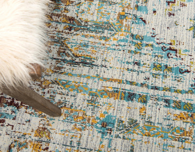 Light Blue 5' 5 x 8' Baracoa Rectangle Area Rug 100% Polypropylene Distressed Vintage Living Dining Room Office Traditional Carpet for Sale at Rug Engine