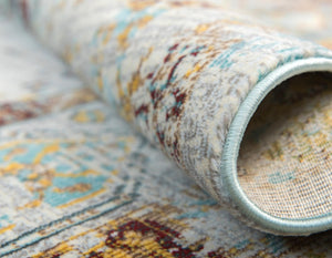 Light Blue 4' 3 x 6' 1 Baracoa Rectangle Area Rug 100% Polypropylene Distressed Vintage Living Dining Room Office Traditional Carpet for Sale at Rug Engine