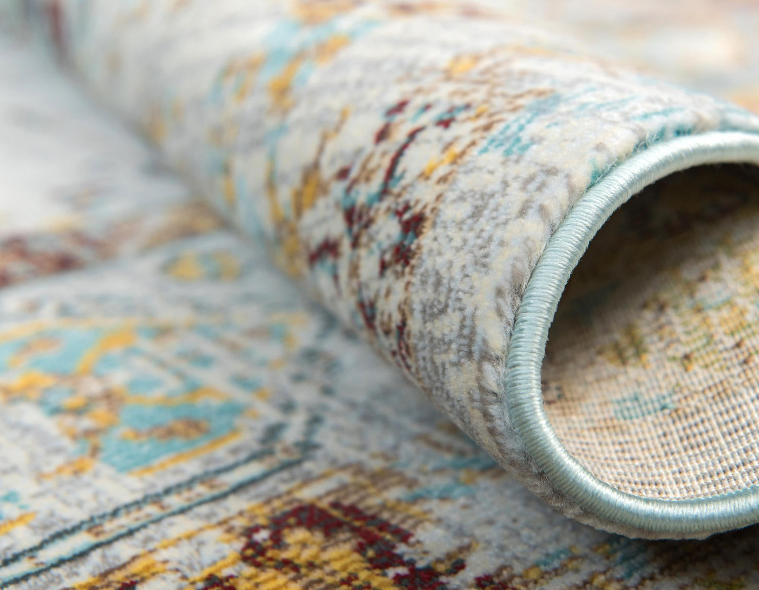 Light Blue 5' 5 x 5' 5 Baracoa Round Area Rug 100% Polypropylene Distressed Vintage Living Dining Room Office Traditional Carpet for Sale at Rug Engine