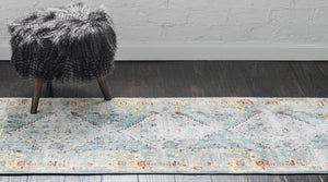 Light Blue 2' 7 x 10' Baracoa Runner Area Rug 100% Polypropylene Distressed Vintage Living Dining Room Office Traditional Carpet for Sale at Rug Engine