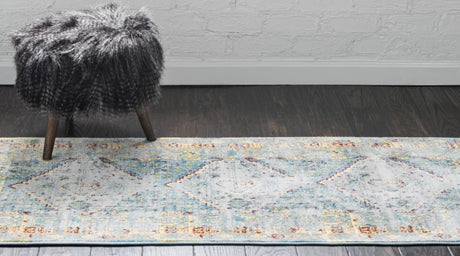 Light Blue 2' 2 x 6' 1 Baracoa Runner Area Rug 100% Polypropylene Distressed Vintage Living Dining Room Office Traditional Carpet for Sale at Rug Engine