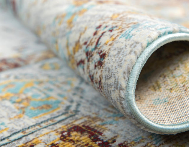 Light Blue 2' 7 x 10' Baracoa Runner Area Rug 100% Polypropylene Distressed Vintage Living Dining Room Office Traditional Carpet for Sale at Rug Engine