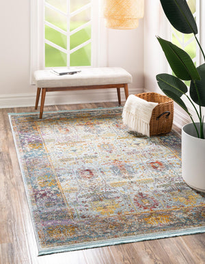 Light Blue 10' x 13' 1 Baracoa Rectangle Area Rug 100% Polypropylene Distressed Vintage Living Dining Room Office Traditional Carpet for Sale at Rug Engine