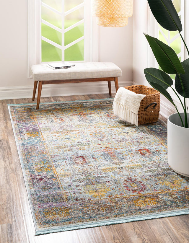Light Blue 10' x 13' 1 Baracoa Rectangle Area Rug 100% Polypropylene Distressed Vintage Living Dining Room Office Traditional Carpet for Sale at Rug Engine