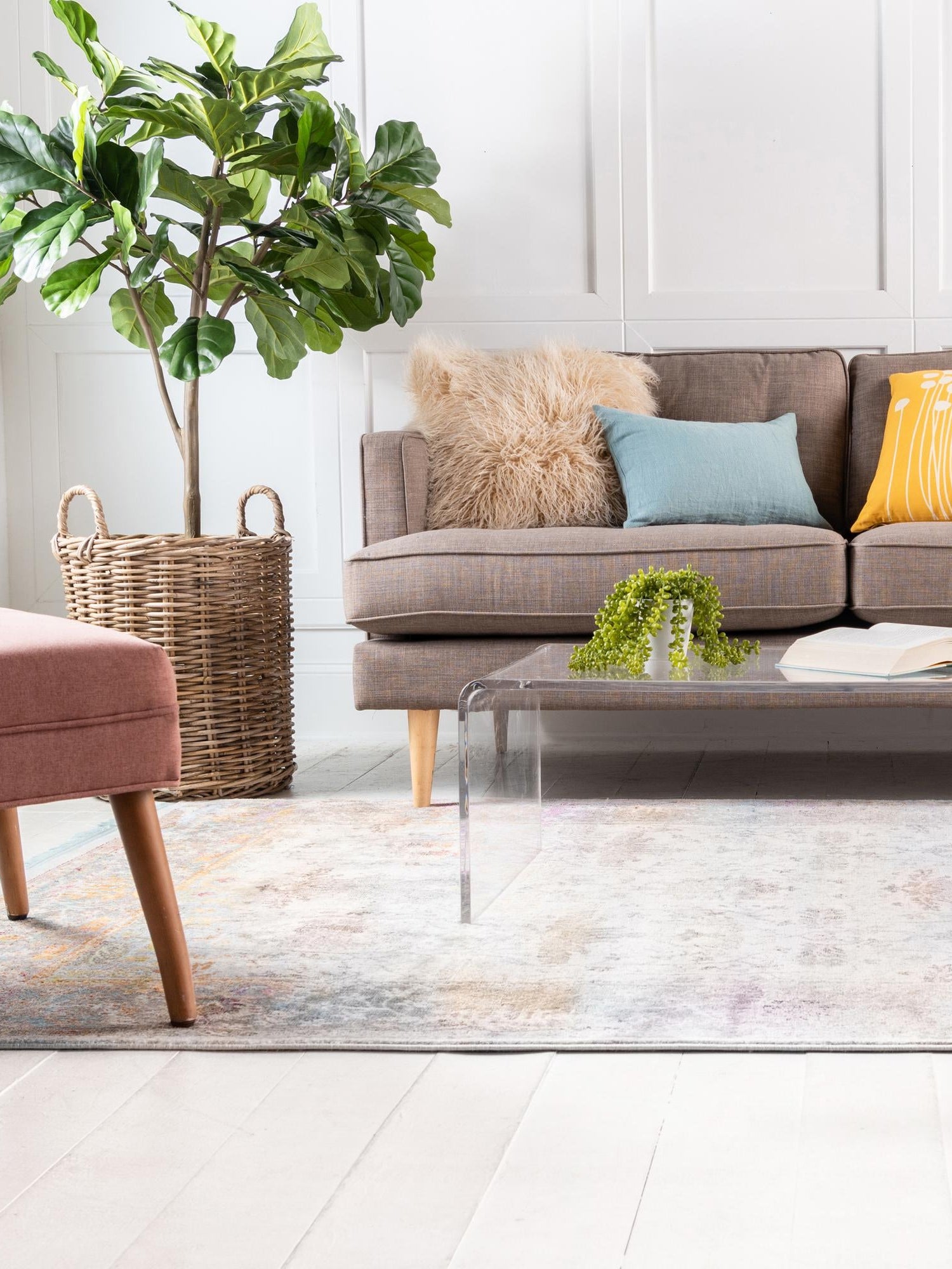 Light Blue 4' 3 x 6' 1 Baracoa Rectangle Area Rug 100% Polypropylene Distressed Vintage Living Dining Room Office Traditional Carpet for Sale at Rug Engine