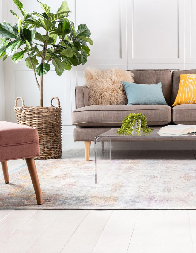 Light Blue 2' 2 x 3' 1 Baracoa Rectangle Area Rug 100% Polypropylene Distressed Vintage Living Dining Room Office Traditional Carpet for Sale at Rug Engine