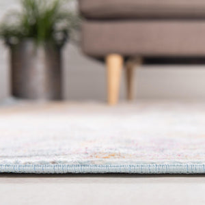 Light Blue 4' 3 x 6' 1 Baracoa Rectangle Area Rug 100% Polypropylene Distressed Vintage Living Dining Room Office Traditional Carpet for Sale at Rug Engine
