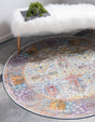 Light Blue 5' 5 x 5' 5 Baracoa Round Area Rug 100% Polypropylene Distressed Vintage Living Dining Room Office Traditional Carpet for Sale at Rug Engine