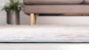 Light Blue 5' 5 x 5' 5 Baracoa Round Area Rug 100% Polypropylene Distressed Vintage Living Dining Room Office Traditional Carpet for Sale at Rug Engine
