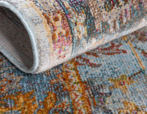 Light Blue 5' 5 x 5' 5 Baracoa Round Area Rug 100% Polypropylene Distressed Vintage Living Dining Room Office Traditional Carpet for Sale at Rug Engine