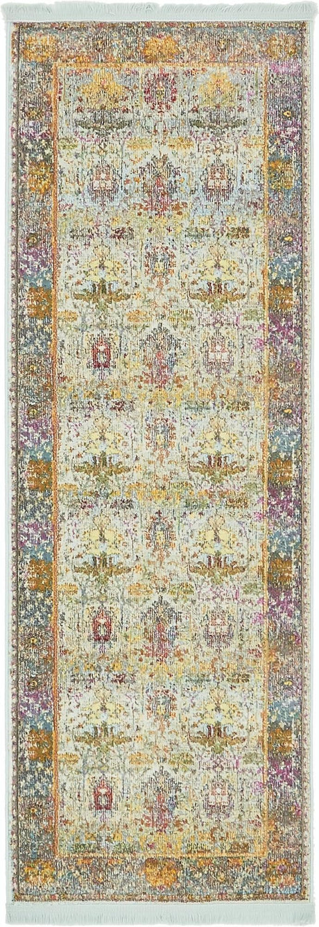 Light Blue 2' 2 x 6' 1 Baracoa Runner Area Rug 100% Polypropylene Distressed Vintage Living Dining Room Office Traditional Carpet for Sale at Rug Engine