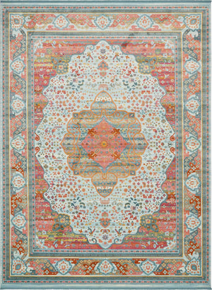 Light Blue 10' x 13' 1 Baracoa Rectangle Area Rug 100% Polypropylene Distressed Vintage Living Dining Room Office Traditional Carpet for Sale at Rug Engine