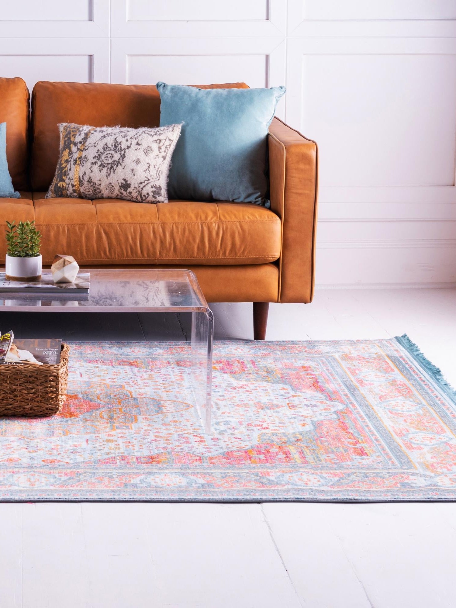 Light Blue 8' x 10' Baracoa Rectangle Area Rug 100% Polypropylene Distressed Vintage Living Dining Room Office Traditional Carpet for Sale at Rug Engine