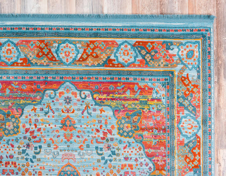Light Blue 3' 3 x 5' 3 Baracoa Rectangle Area Rug 100% Polypropylene Distressed Vintage Living Dining Room Office Traditional Carpet for Sale at Rug Engine