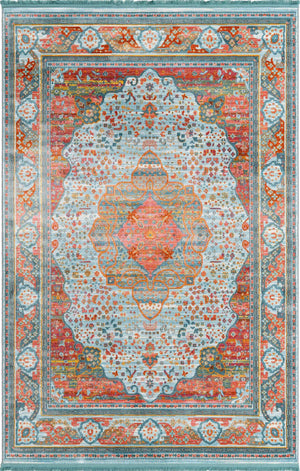 Light Blue 5' 5 x 8' Baracoa Rectangle Area Rug 100% Polypropylene Distressed Vintage Living Dining Room Office Traditional Carpet for Sale at Rug Engine