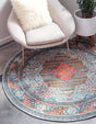 Light Blue 5' 5 x 5' 5 Baracoa Round Area Rug 100% Polypropylene Distressed Vintage Living Dining Room Office Traditional Carpet for Sale at Rug Engine