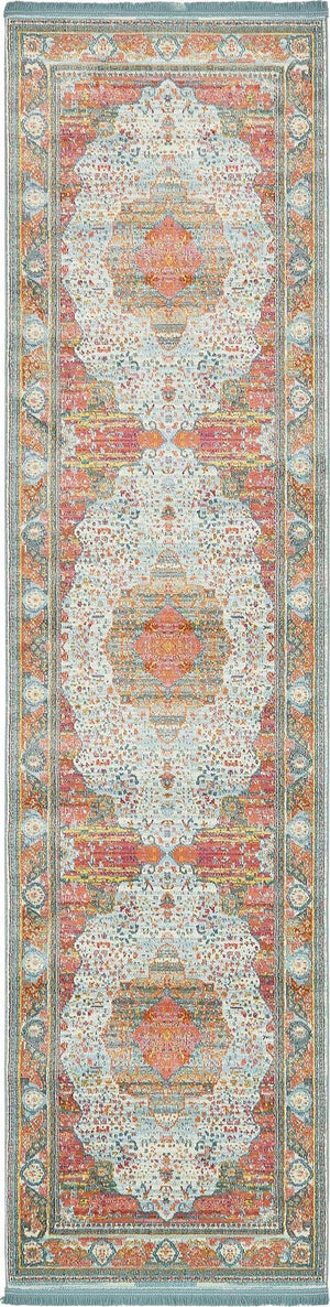 Light Blue 2' 7 x 10' Baracoa Runner Area Rug 100% Polypropylene Distressed Vintage Living Dining Room Office Traditional Carpet for Sale at Rug Engine