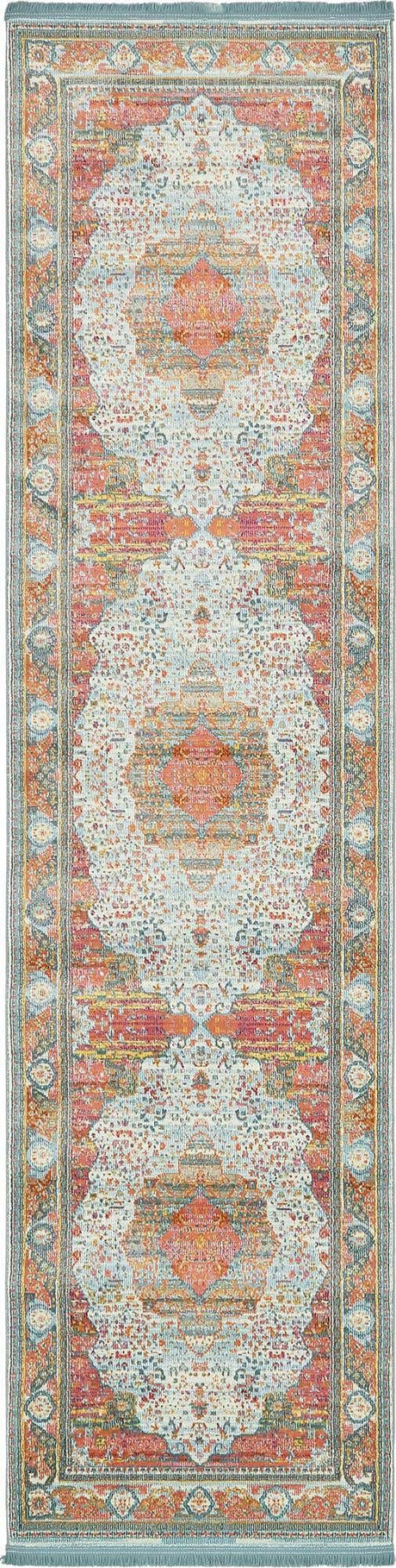 Light Blue 2' 7 x 10' Baracoa Runner Area Rug 100% Polypropylene Distressed Vintage Living Dining Room Office Traditional Carpet for Sale at Rug Engine