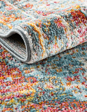 Light Blue 2' 7 x 10' Baracoa Runner Area Rug 100% Polypropylene Distressed Vintage Living Dining Room Office Traditional Carpet for Sale at Rug Engine