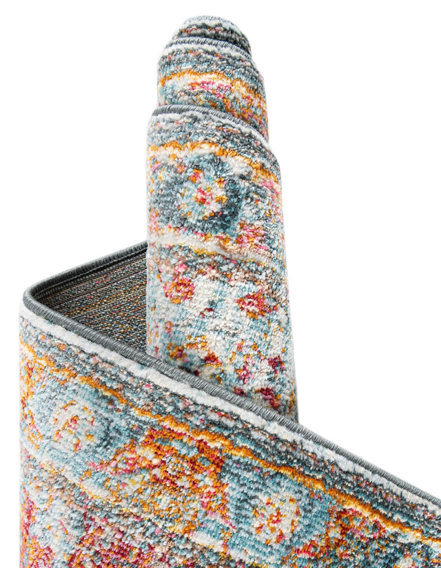 Light Blue 2' 7 x 10' Baracoa Runner Area Rug 100% Polypropylene Distressed Vintage Living Dining Room Office Traditional Carpet for Sale at Rug Engine