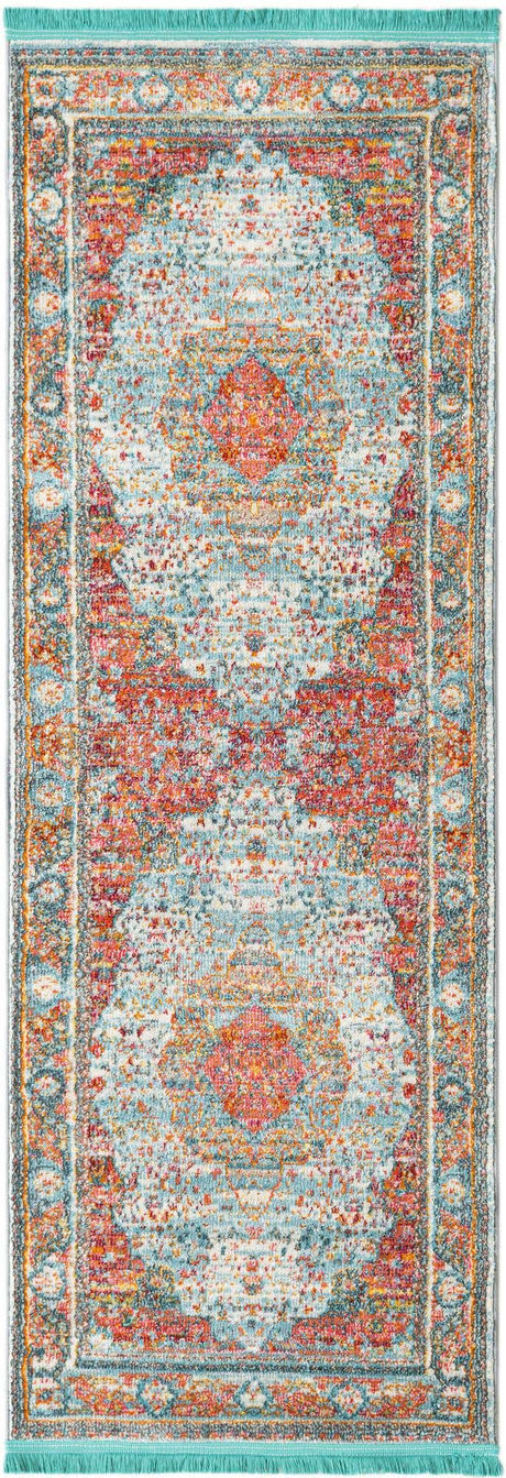 Light Blue 2' 2 x 6' 1 Baracoa Runner Area Rug 100% Polypropylene Distressed Vintage Living Dining Room Office Traditional Carpet for Sale at Rug Engine