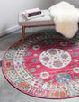 Pink 8' x 8' Baracoa Round Area Rug 100% Polypropylene Distressed Vintage Living Dining Room Office Traditional Carpet for Sale at Rug Engine