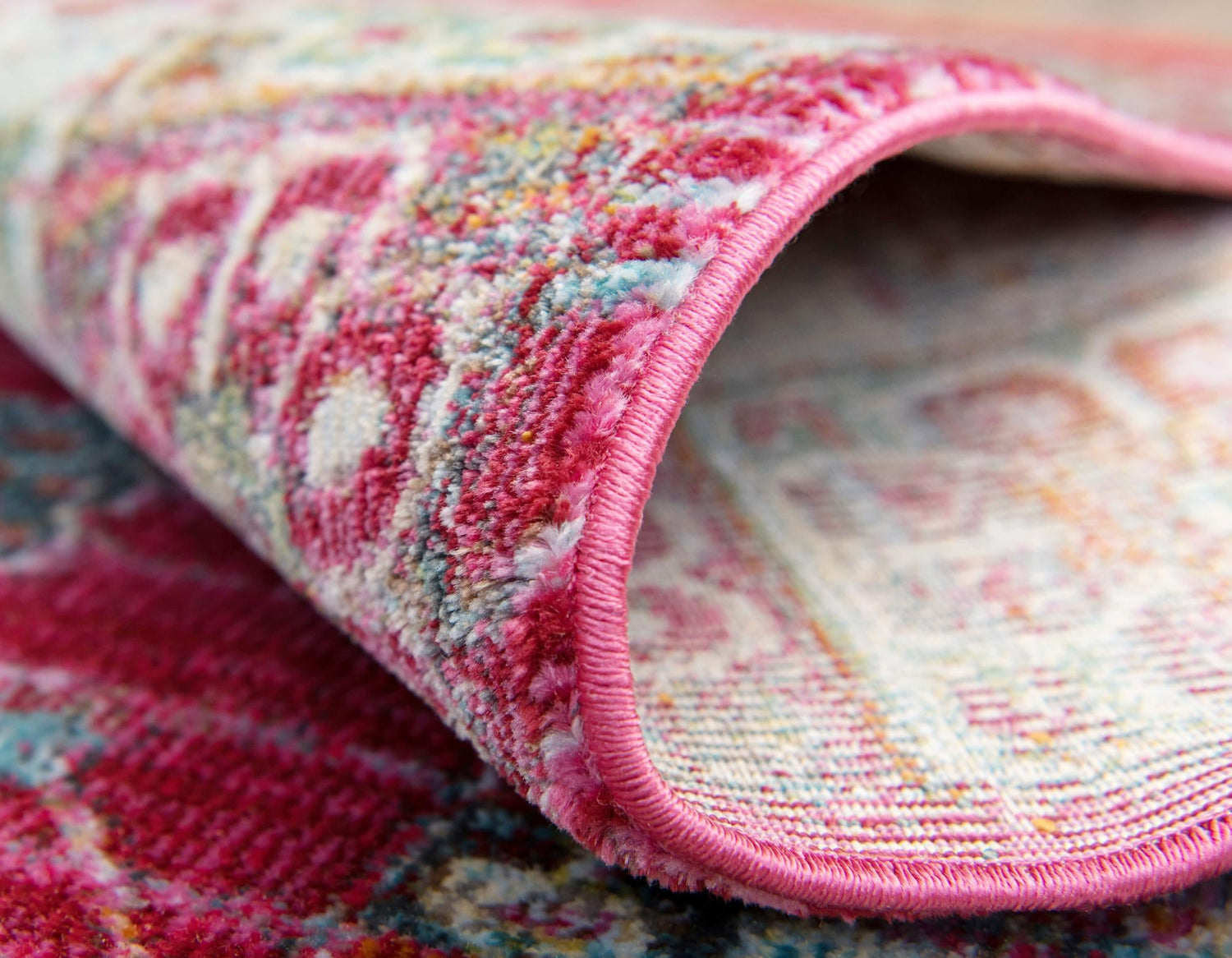 Pink 8' x 8' Baracoa Round Area Rug 100% Polypropylene Distressed Vintage Living Dining Room Office Traditional Carpet for Sale at Rug Engine