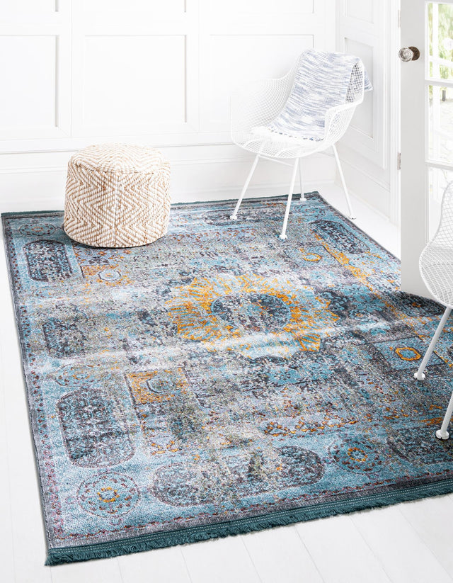 Blue 2' 2 x 3' 1 Baracoa Rectangle Area Rug 100% Polypropylene Distressed Vintage Living Dining Room Office Traditional Carpet for Sale at Rug Engine