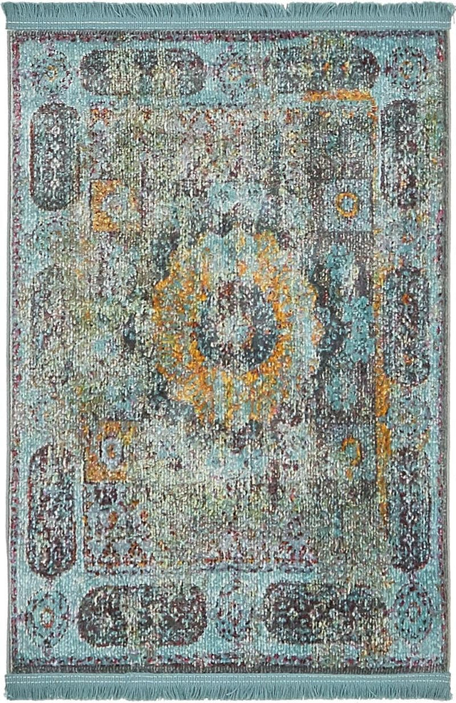 Blue 2' 2 x 3' 1 Baracoa Rectangle Area Rug 100% Polypropylene Distressed Vintage Living Dining Room Office Traditional Carpet for Sale at Rug Engine