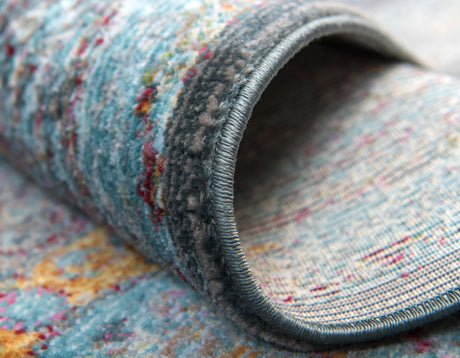 Blue 5' 5 x 5' 5 Baracoa Round Area Rug 100% Polypropylene Distressed Vintage Living Dining Room Office Traditional Carpet for Sale at Rug Engine