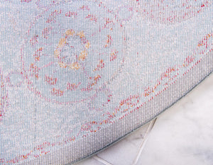 Blue 8' x 8' Baracoa Round Area Rug 100% Polypropylene Distressed Vintage Living Dining Room Office Traditional Carpet for Sale at Rug Engine