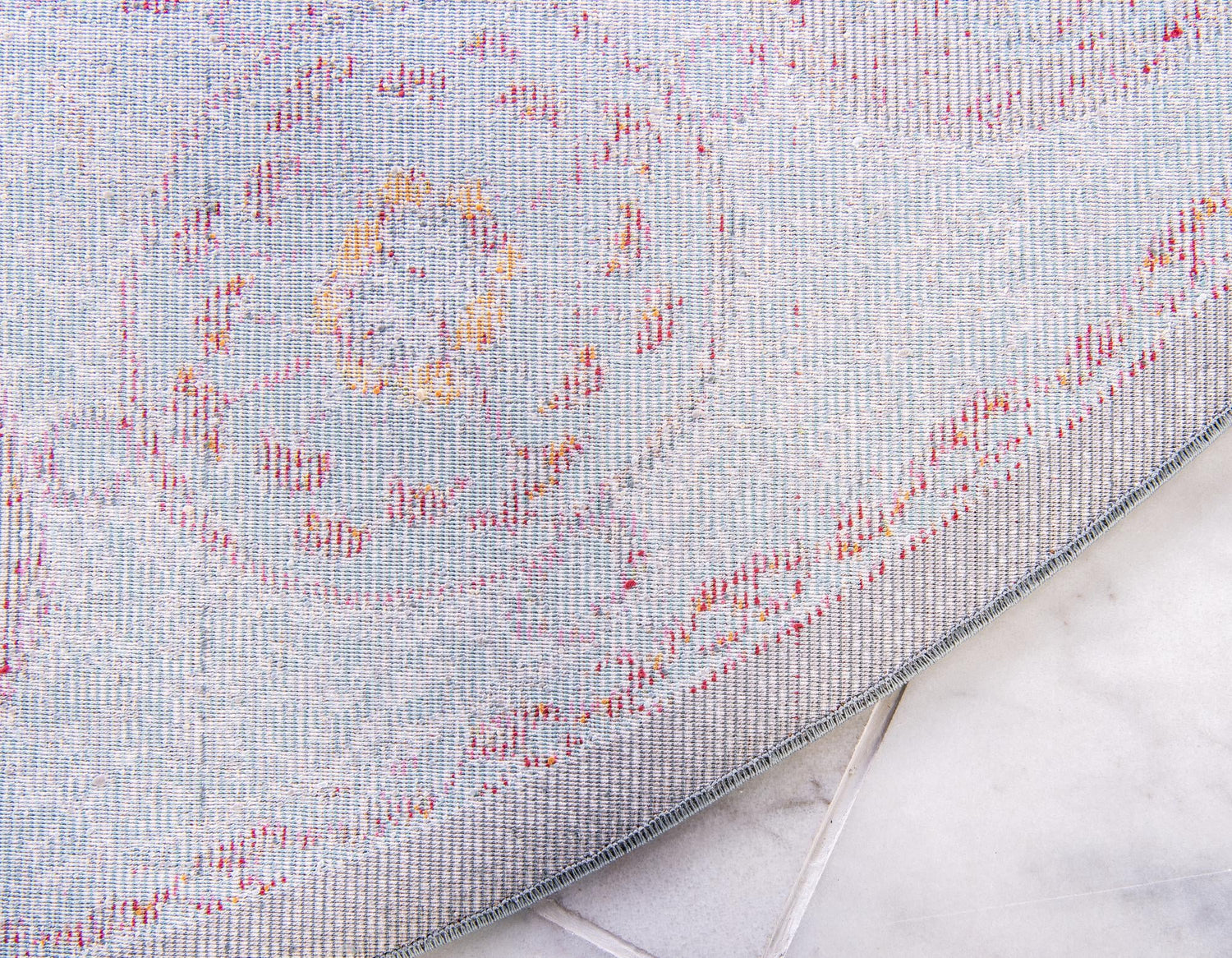 Blue 5' 5 x 5' 5 Baracoa Round Area Rug 100% Polypropylene Distressed Vintage Living Dining Room Office Traditional Carpet for Sale at Rug Engine