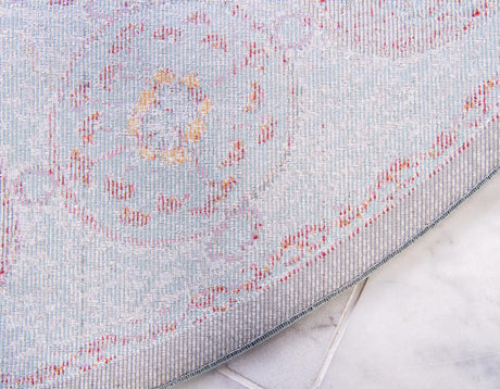 Blue 5' 5 x 5' 5 Baracoa Round Area Rug 100% Polypropylene Distressed Vintage Living Dining Room Office Traditional Carpet for Sale at Rug Engine