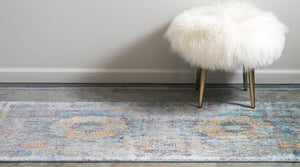 Blue 2' 2 x 6' 1 Baracoa Runner Area Rug 100% Polypropylene Distressed Vintage Living Dining Room Office Traditional Carpet for Sale at Rug Engine