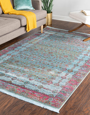 Blue 5' 5 x 8' Baracoa Rectangle Area Rug 100% Polypropylene Distressed Vintage Living Dining Room Office Traditional Carpet for Sale at Rug Engine