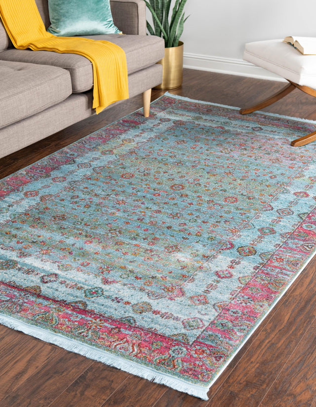 Blue 5' 5 x 8' Baracoa Rectangle Area Rug 100% Polypropylene Distressed Vintage Living Dining Room Office Traditional Carpet for Sale at Rug Engine