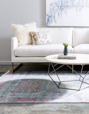 Blue 8' x 10' Baracoa Rectangle Area Rug 100% Polypropylene Distressed Vintage Living Dining Room Office Traditional Carpet for Sale at Rug Engine