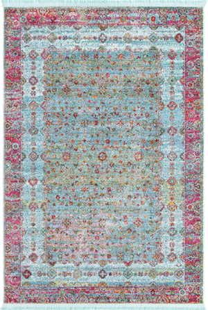 Blue 4' 3 x 6' 1 Baracoa Rectangle Area Rug 100% Polypropylene Distressed Vintage Living Dining Room Office Traditional Carpet for Sale at Rug Engine