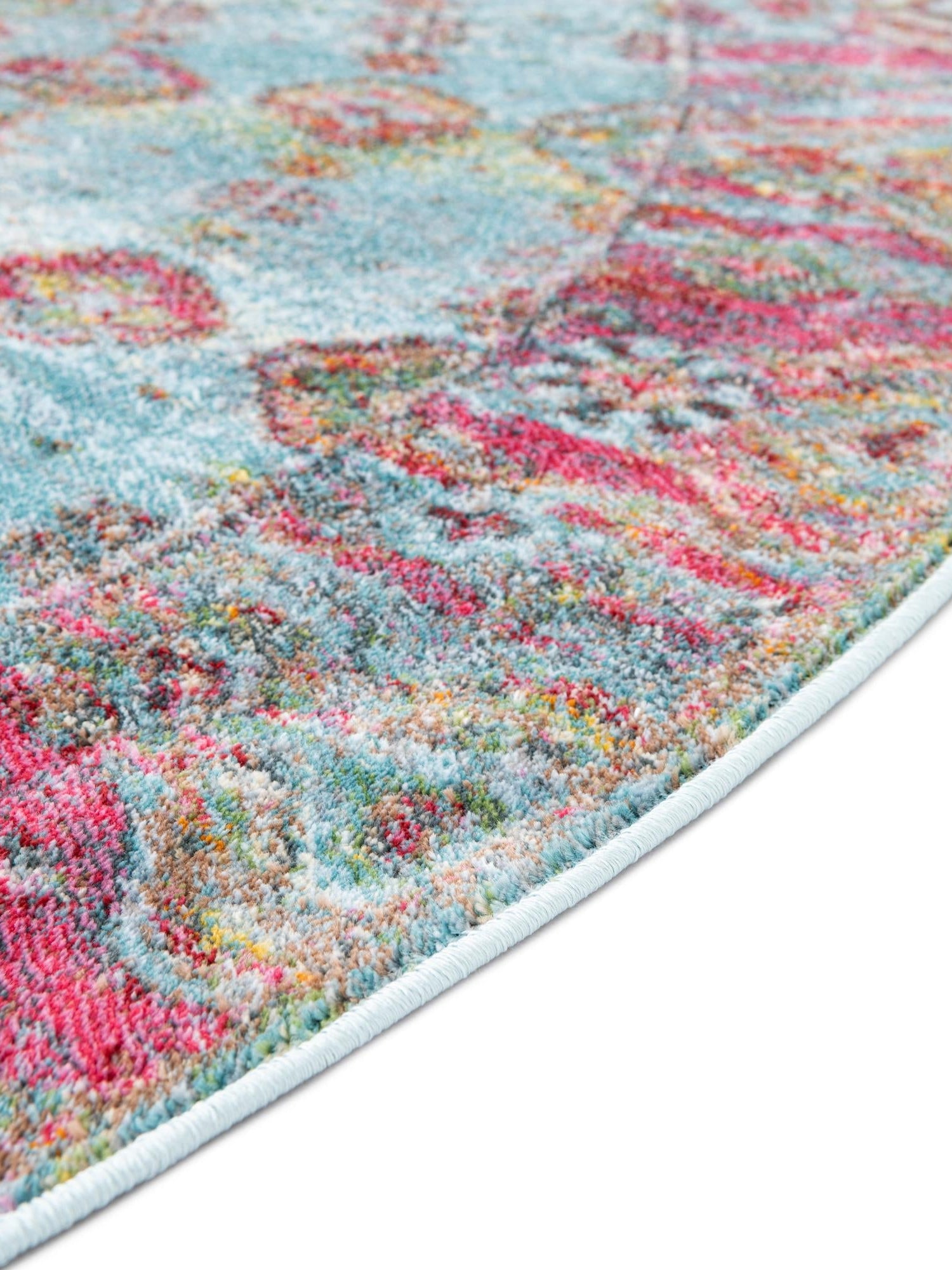 Blue 8' x 8' Baracoa Round Area Rug 100% Polypropylene Distressed Vintage Living Dining Room Office Traditional Carpet for Sale at Rug Engine