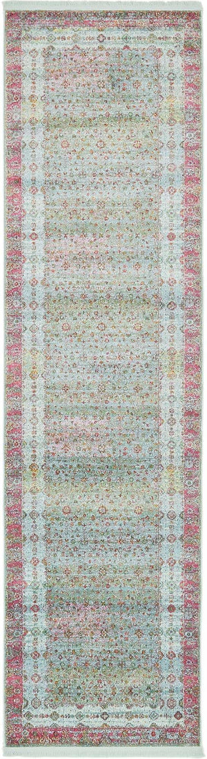 Blue 2' 7 x 10' Baracoa Runner Area Rug 100% Polypropylene Distressed Vintage Living Dining Room Office Traditional Carpet for Sale at Rug Engine