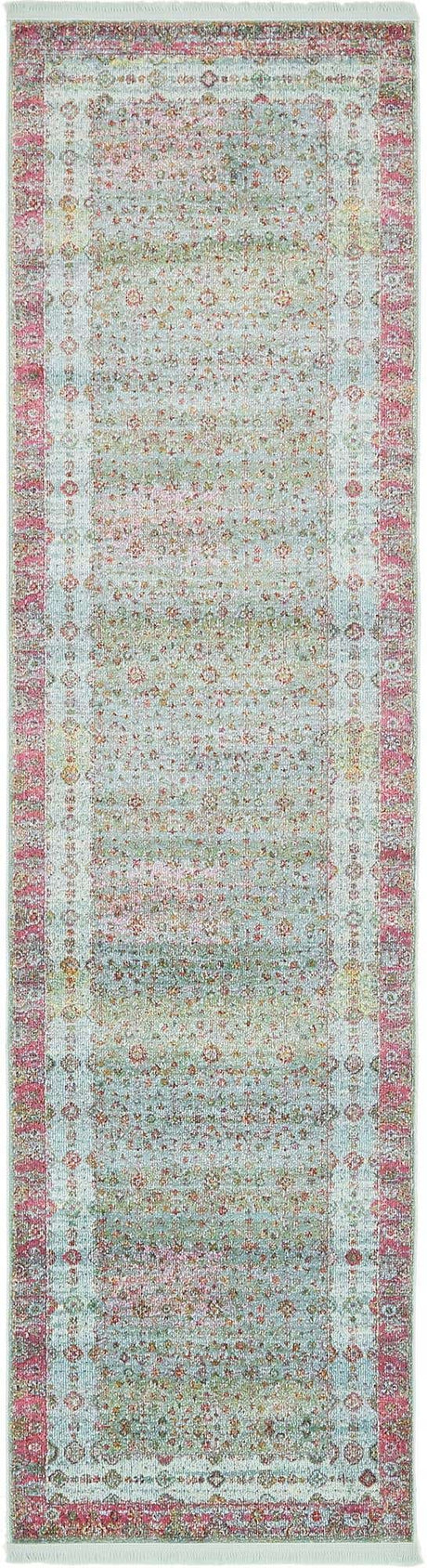 Blue 2' 7 x 10' Baracoa Runner Area Rug 100% Polypropylene Distressed Vintage Living Dining Room Office Traditional Carpet for Sale at Rug Engine