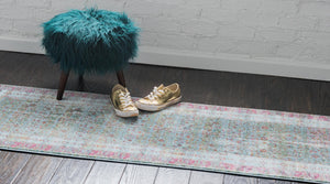 Blue 2' 2 x 6' 1 Baracoa Runner Area Rug 100% Polypropylene Distressed Vintage Living Dining Room Office Traditional Carpet for Sale at Rug Engine