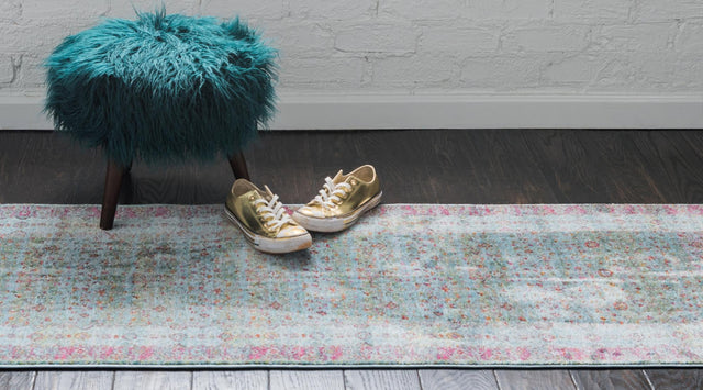 Blue 2' 2 x 6' 1 Baracoa Runner Area Rug 100% Polypropylene Distressed Vintage Living Dining Room Office Traditional Carpet for Sale at Rug Engine