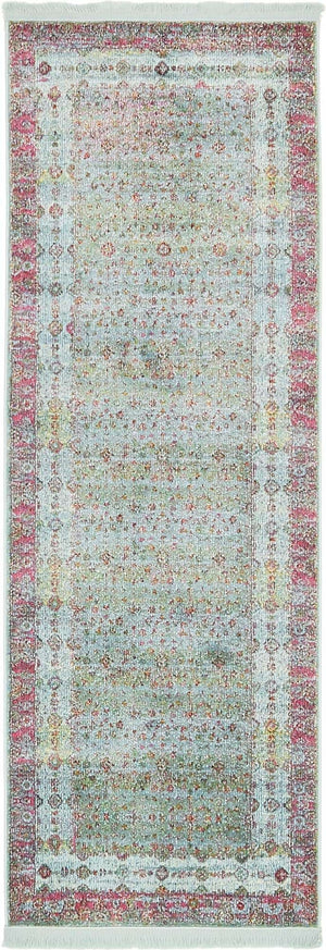 Blue 2' 2 x 6' 1 Baracoa Runner Area Rug 100% Polypropylene Distressed Vintage Living Dining Room Office Traditional Carpet for Sale at Rug Engine
