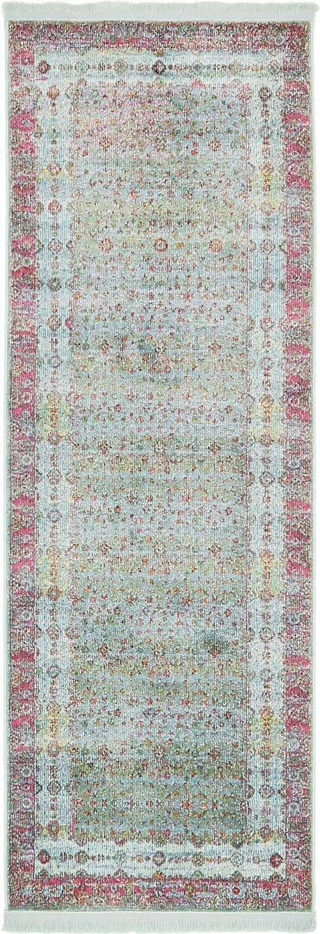 Blue 2' 2 x 6' 1 Baracoa Runner Area Rug 100% Polypropylene Distressed Vintage Living Dining Room Office Traditional Carpet for Sale at Rug Engine
