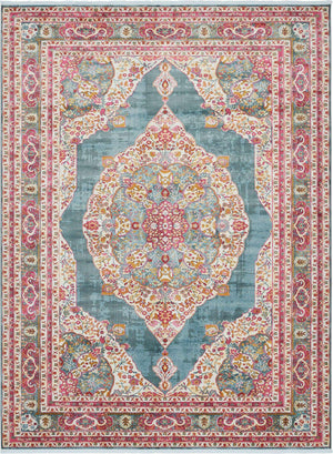 Turquoise 10' x 13' 1 Baracoa Rectangle Area Rug 100% Polypropylene Distressed Vintage Living Dining Room Office Traditional Carpet for Sale at Rug Engine