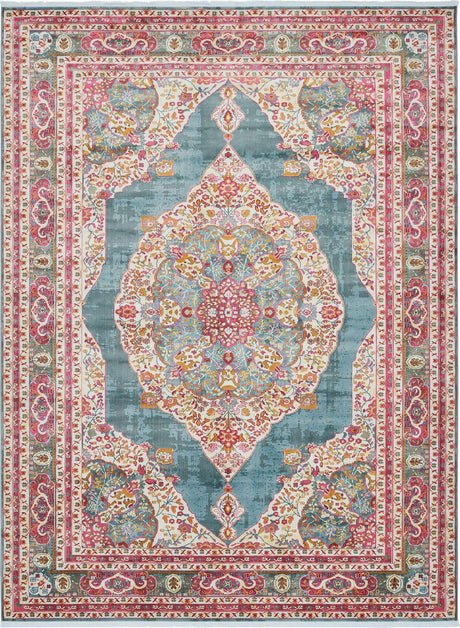 Turquoise 10' x 13' 1 Baracoa Rectangle Area Rug 100% Polypropylene Distressed Vintage Living Dining Room Office Traditional Carpet for Sale at Rug Engine